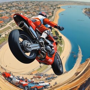 Dynamic Red Motorcycle Art Print